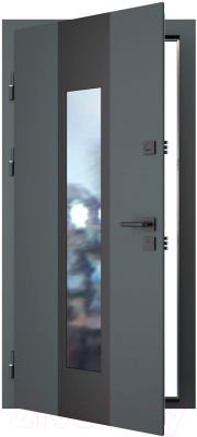 Входная дверь Guard Inox Black 96x205 (левая, графит/экосатин белый)