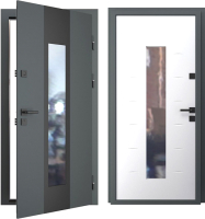 Входная дверь Guard Inox Black 96x205 (правая, графит/экосатин белый) - 