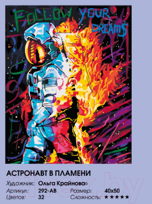 Картина по номерам БЕЛОСНЕЖКА Астронавт в пламени / 292-AB