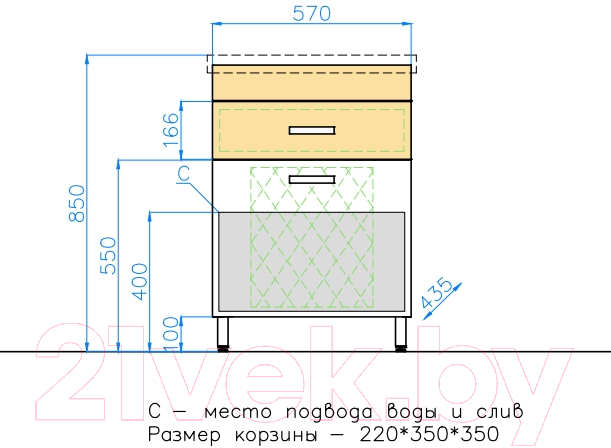 Тумба под умывальник Style Line Ориноко 60