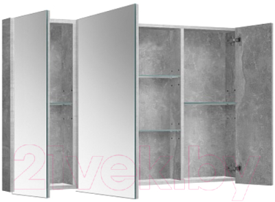 Шкаф с зеркалом для ванной Belux Стокгольм ВШ 100 (31, бетон чикаго светло-серый)