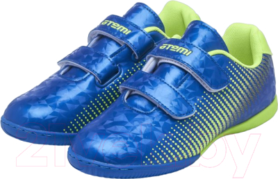 Бутсы футбольные Atemi Indoor Kids SBA-006 (синий/ярко-салатовый, р-р 30)