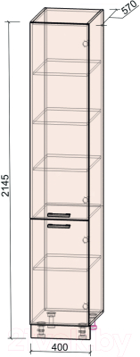 Шкаф-пенал кухонный Интерлиния Компо НШП-№2-2145 (бетон/бетон)