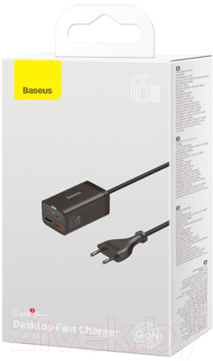Адаптер питания сетевой Baseus GaN3 Pro Desktop Fast Charger 2C 2U 65W EU / CCGP040101 (черный)