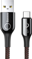 Кабель Baseus C-shaped Light Intelligent Power-off USB For Type-C 3A /CATCD-01 (1м, черный) - 
