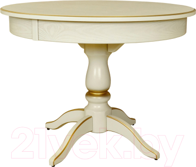Обеденный стол Мебелик Моро 04 100-140x100 (слоновая кость/золото)