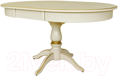 Обеденный стол Мебелик Моро 04 100-140x100 (слоновая кость/золото)