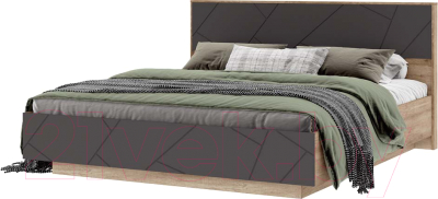 Двуспальная кровать Стендмебель Даллас КР 03 140x200 (графит/дуб каньон)