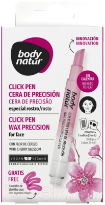 Воск для депиляции Body Natur Для лица С аппликатором Click Pen с экстрактом цветка черешни (3мл)