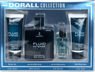 Парфюмерный набор Dorall Collection Fluid Intense Парфюм 100мл+10мл+Лосьон 50мл+Гель для душа 50мл