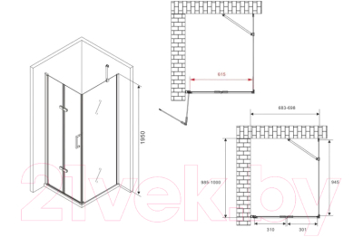Купить Душевой уголок Abber Zart AG08070P-S101  