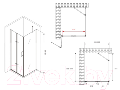 Купить Душевой уголок Abber Zart AG08070P-S91  