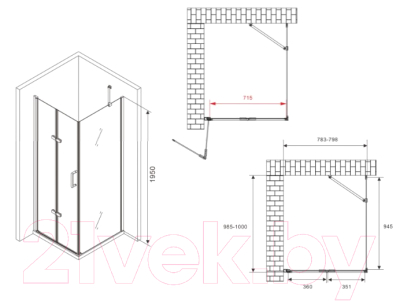 Купить Душевой уголок Abber Zart AG08080P-S101  
