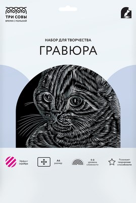 Гравюра Три совы Полосатый кот / GA4_48278 - 
