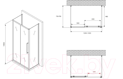 Купить Душевой уголок Abber Schwarzer Diamant AG30130MH-S75M-S75M в Борисове