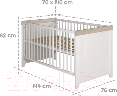 Детская кровать-трансформер Roba Felicia 70x140 / 1911775 (белый)