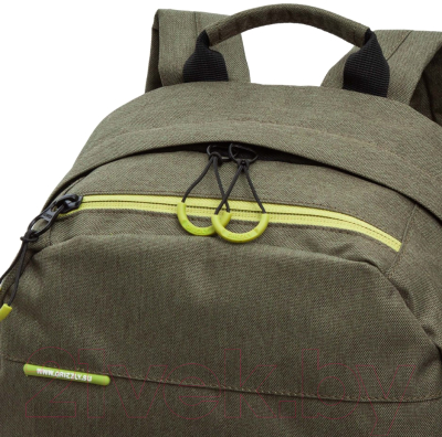 Школьный рюкзак Grizzly RQL-218-1 (хаки/салатовый)