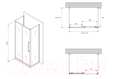 Купить Душевой уголок Abber Schwarzer Diamant AG30130MH-S90M-S90M в Борисове