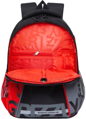Школьный рюкзак Grizzly RB-259-1m (черный/красный/серый)