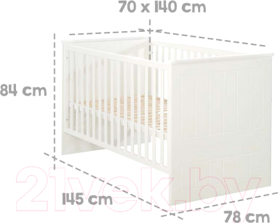 Детская кровать-трансформер Roba Sylt Baby 70x140 / 1911831 (белый)