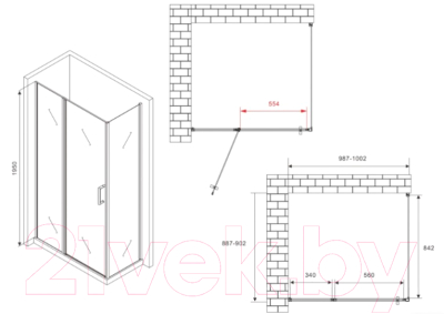 Душевой уголок Abber Sonnenstrand AG04100MS-S90M