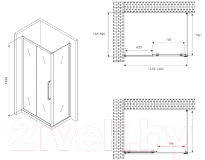 Душевой уголок Abber Schwarzer Diamant AG30140H-S80