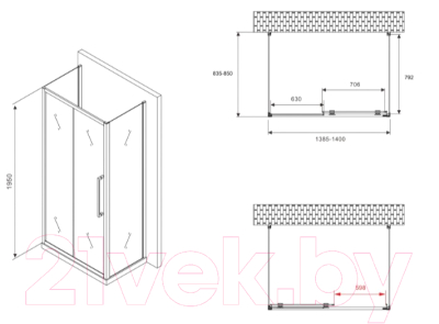 Купить Душевой уголок Abber Schwarzer Diamant AG30140H-S85-S85 в Борисове
