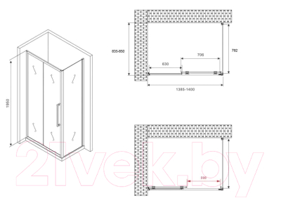 Душевой уголок Abber Schwarzer Diamant AG30140MH-S85M