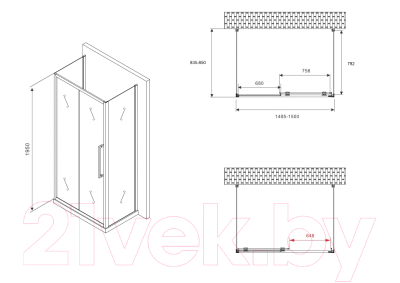 Купить Душевой уголок Abber Schwarzer Diamant AG30150H-S85-S85 в Барановичах