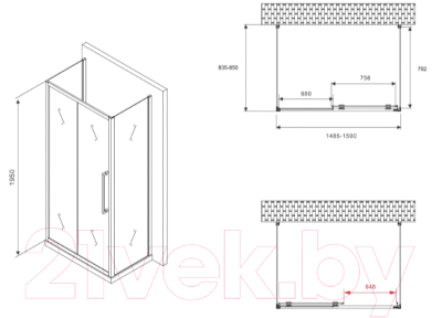 Душевой уголок Abber Schwarzer Diamant AG30150MH-S85M-S85M