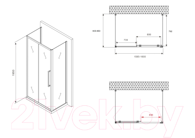 Купить Душевой уголок Abber Schwarzer Diamant AG30160H-S85-S85 в Борисове