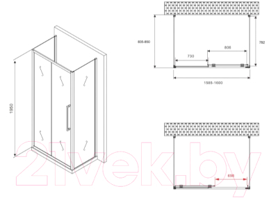 Купить Душевой уголок Abber Schwarzer Diamant AG30160MH-S85M-S85M в Витебске