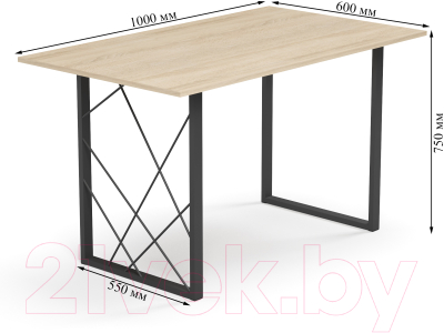 Обеденный стол Mio Tesoro Wasabi 100x60 (дуб сонома/черный)