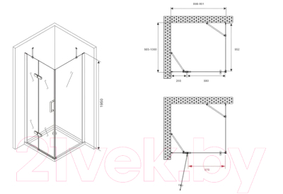 Купить Душевой уголок Abber Zart AG08090-S101  