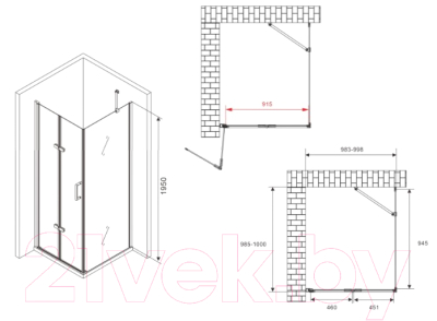 Купить Душевой уголок Abber Zart AG08100P-S101 в Барановичах