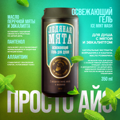 Набор косметики для тела и волос The Chemical Barbers Айс Шампунь Beer shampoo Green+Гель д/душа Ice Mint Wash (350мл+350мл)