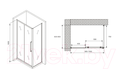 Купить Душевой уголок Abber Schwarzer Diamant AG30100H-S85  