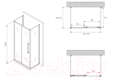 Купить Душевой уголок Abber Schwarzer Diamant AG30100H-S90-S90 в Витебске