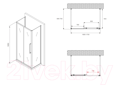 Купить Душевой уголок Abber Schwarzer Diamant AG30170H-S70-S70 в Борисове