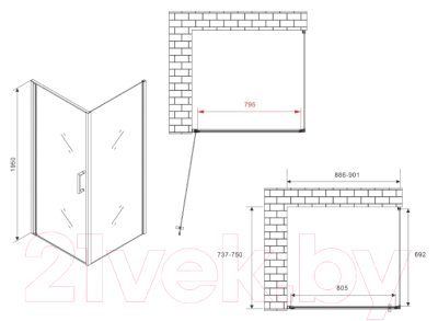 Душевой уголок Abber Sonnenstrand AG04090M-S75M