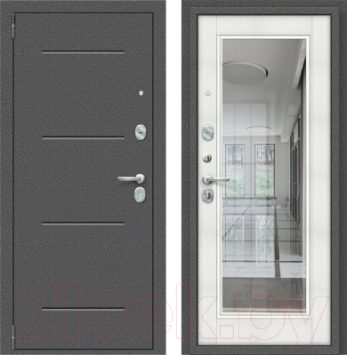 Входная дверь el'Porta Porta R-2 104.П61 Bianco Veralinga/антик серебро (88x205, левая)
