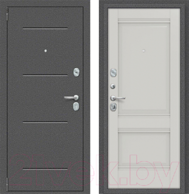 Входная дверь el'Porta Porta R-2 104.K42 Nardo Grey/антик серебро (98x205, левая)