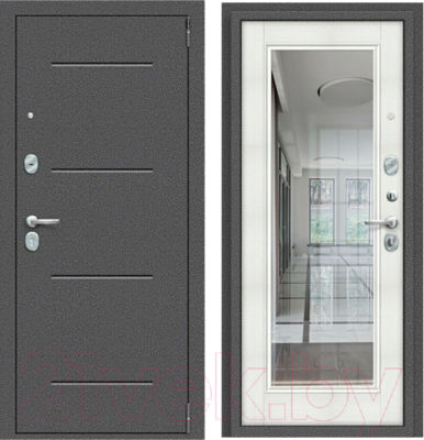Входная дверь el'Porta Porta R-2 104.П61 Bianco Veralinga/антик серебро (88x205, правая)