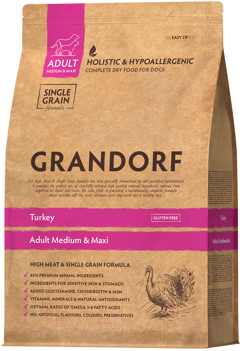 Сухой корм для собак Grandorf Medium&Maxi Breeds Turkey (10кг)