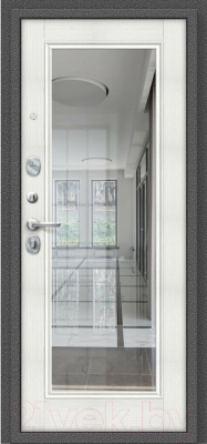 Входная дверь el'Porta Porta R-2 104.П61 Bianco Veralinga/антик серебро (98x205, левая)