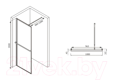 Душевая стенка Abber Immer Offen AG60100B8