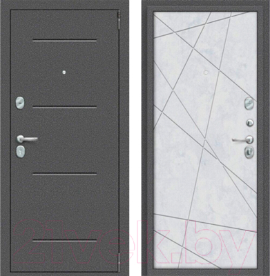 Входная дверь el'Porta Porta R-2 104.15 Snow Art/антик серебро (88x205, правая)