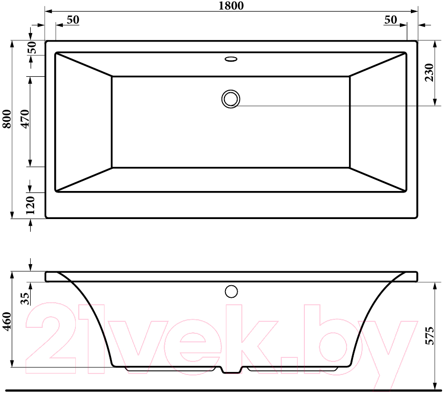 Ванна акриловая Berges Tari 180x80 / 050031