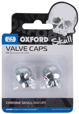 Колпачок для ниппеля велосипедного Oxford 2023 Skull Valve Caps / OX766 (серебристый)