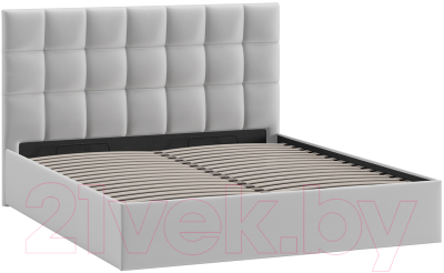Двуспальная кровать ТриЯ Эмбер универсальный тип 1 с ПМ и заглушиной 160x200 (велюр Confetti Silver)